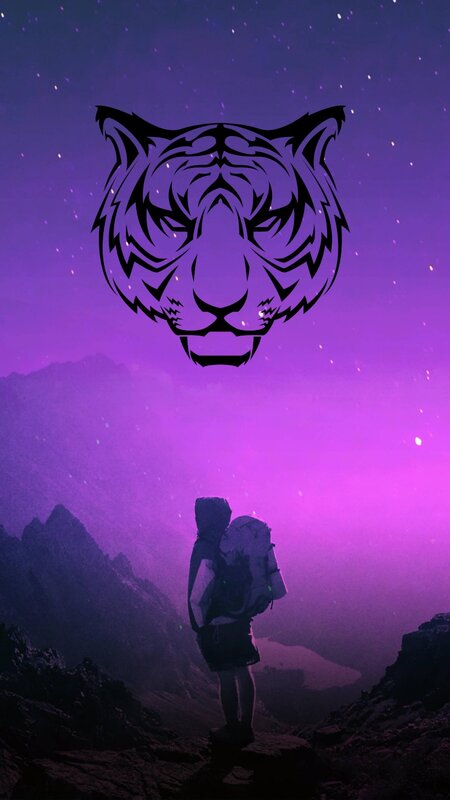 Hiker with Tiger Head