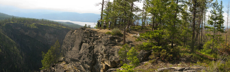 Hikers at a scenic overlook