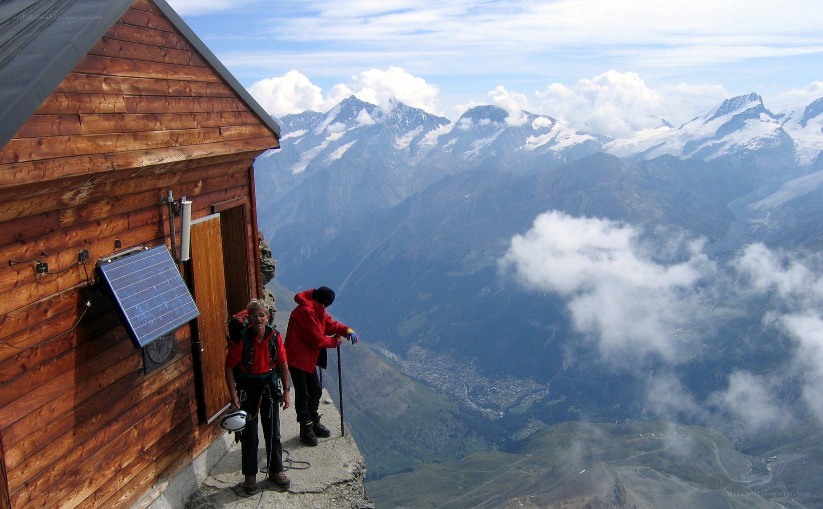 Hikers at mountain hut