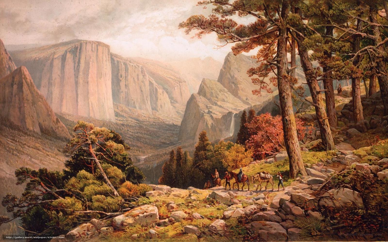 Hikers in a mountain valley