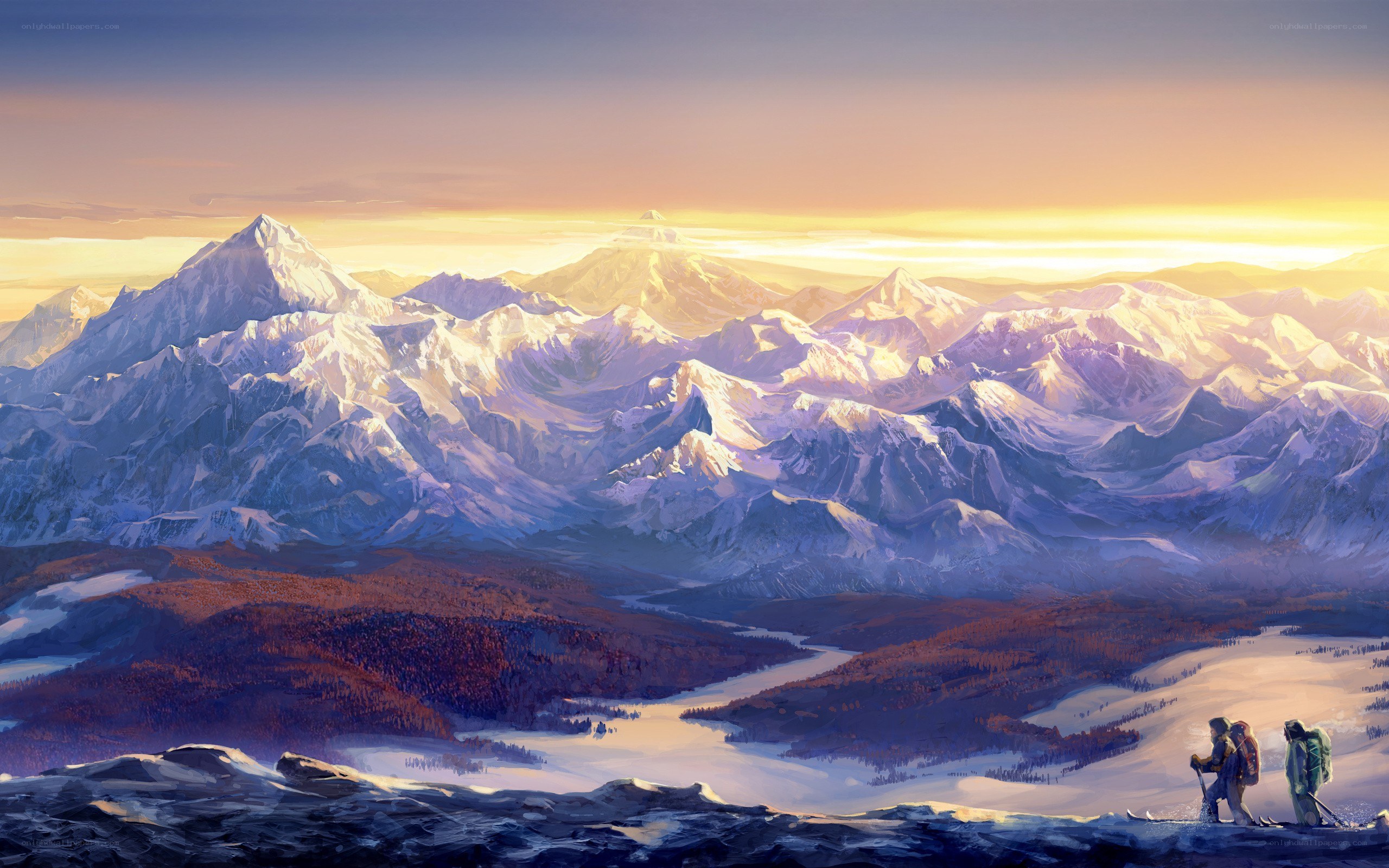 Hikers in a mountain valley