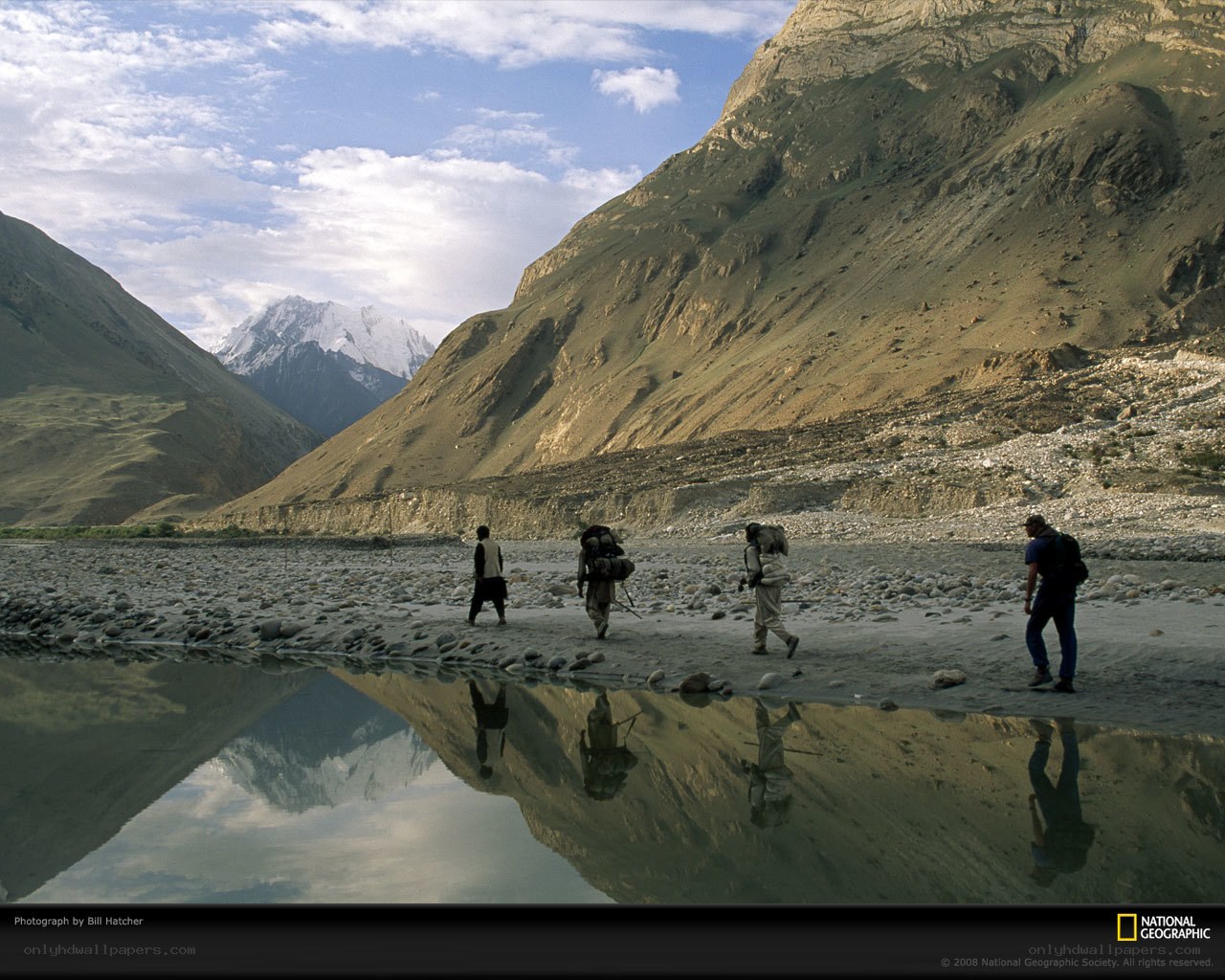 Hikers in a mountain valley