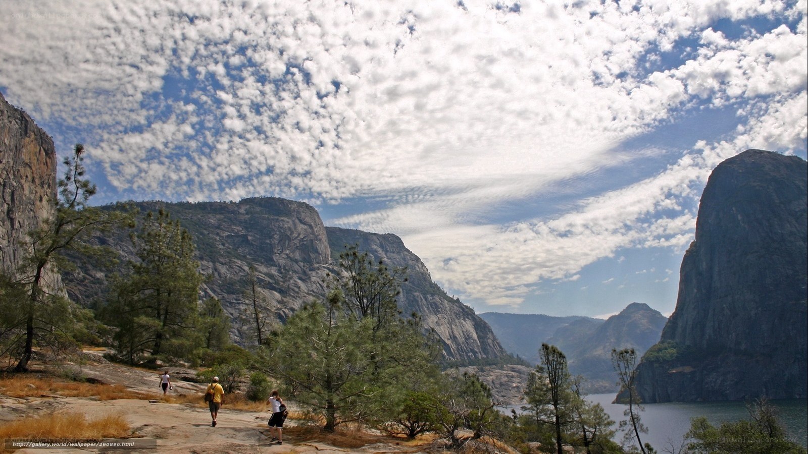 Hikers in a mountain valley
