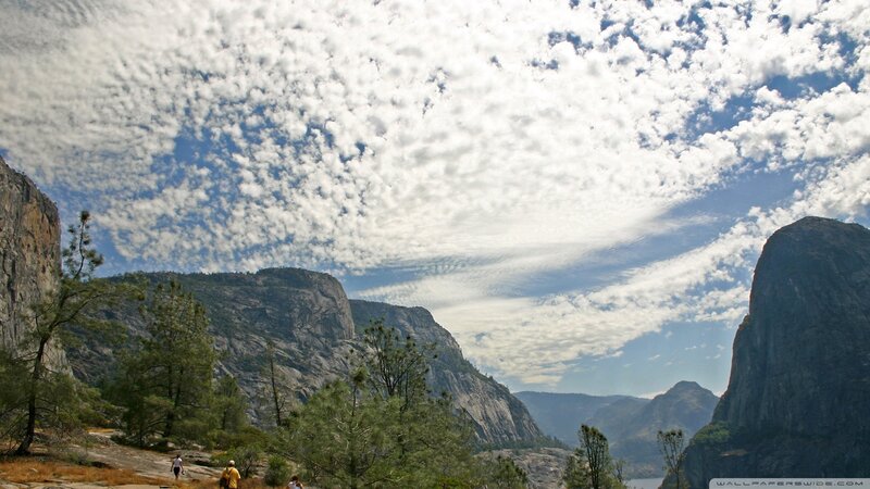 Hikers in Mountain Valley — Blue
