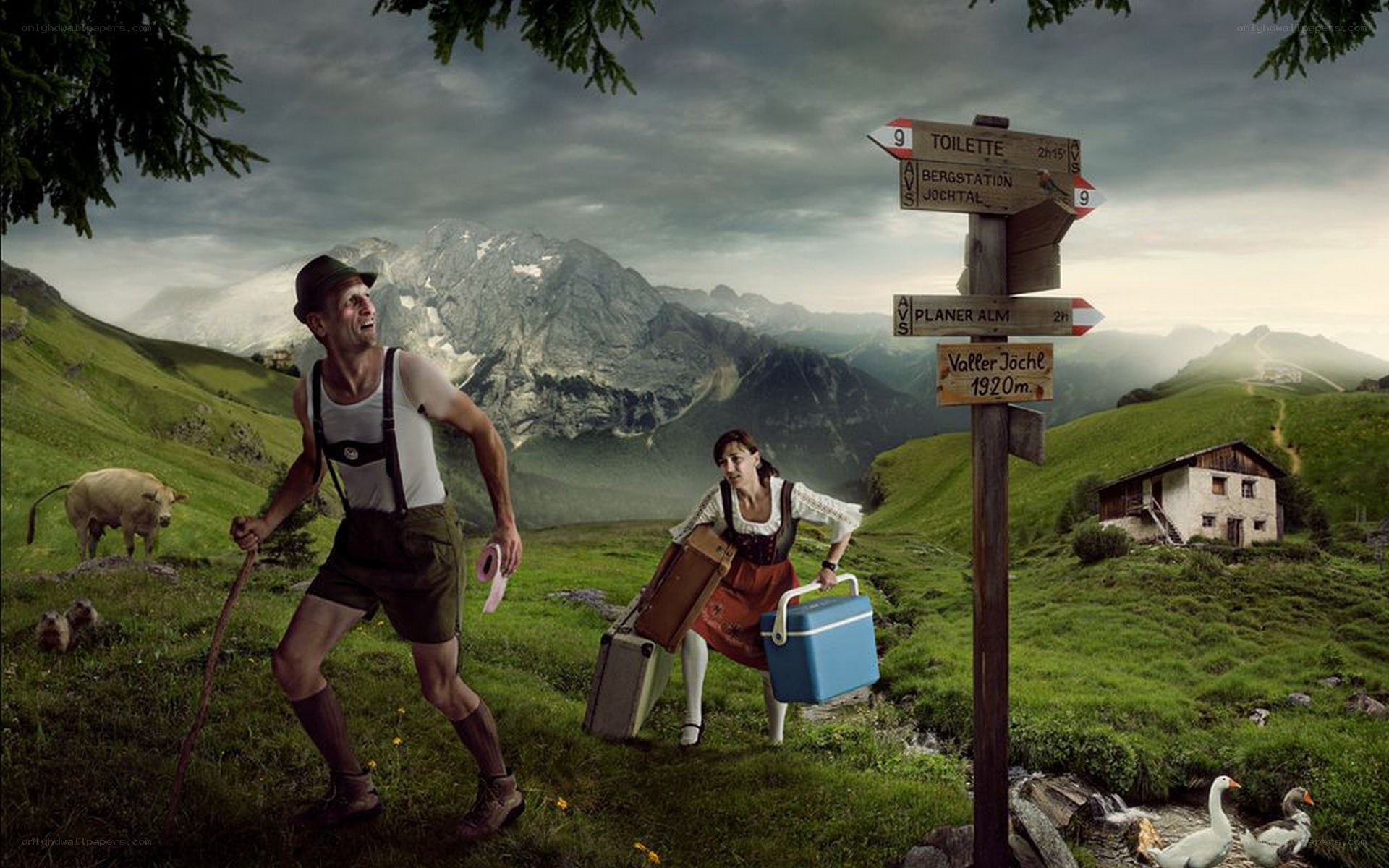 Hikers in the Alps