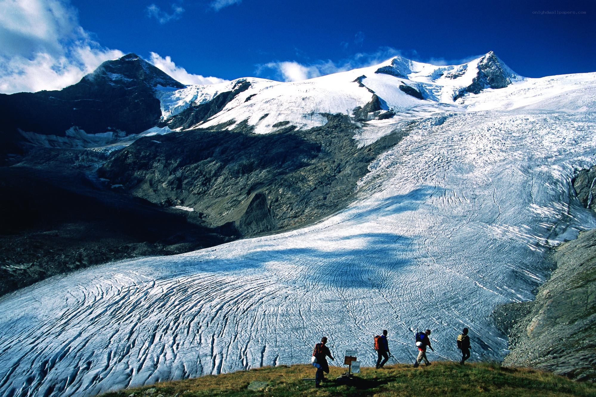 Hikers on a glacier