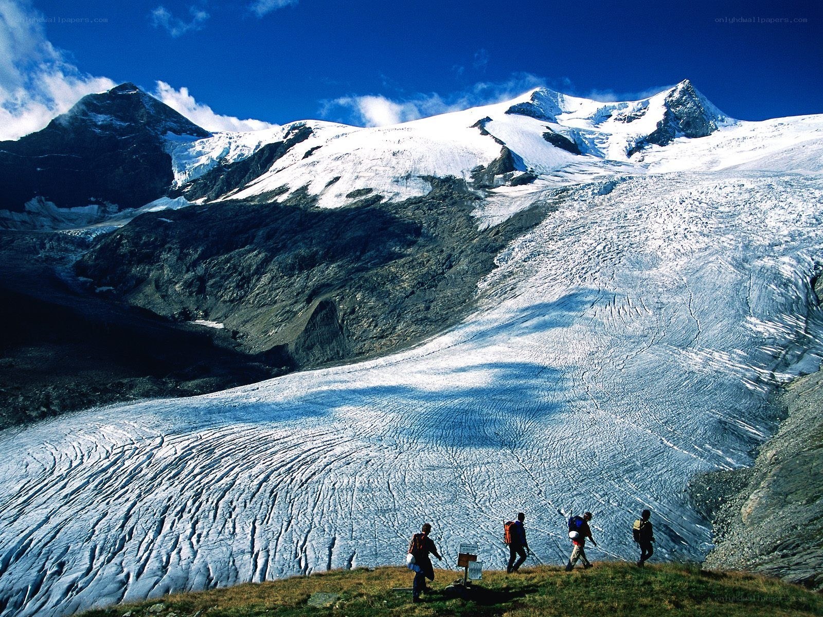 Hikers on a glacier