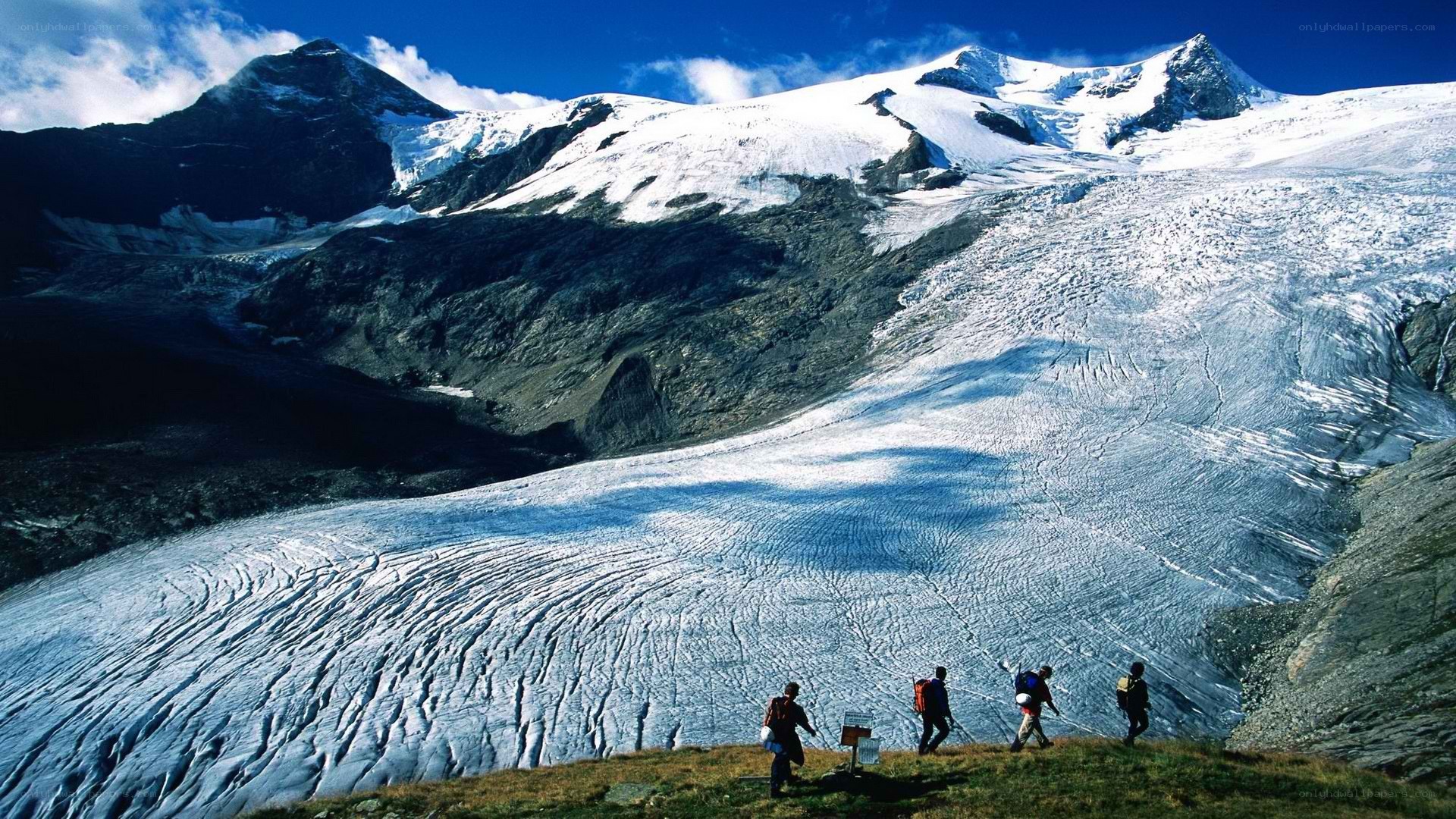 Hikers on a glacier