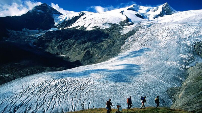 Hikers on a glacier