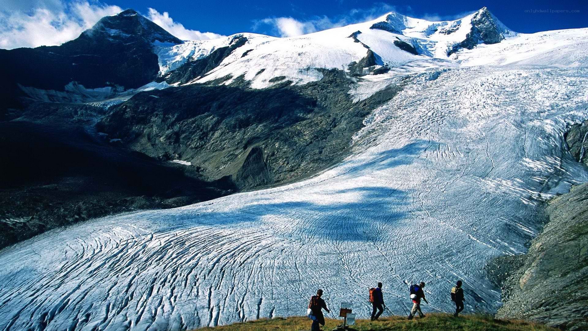 Hikers on a glacier