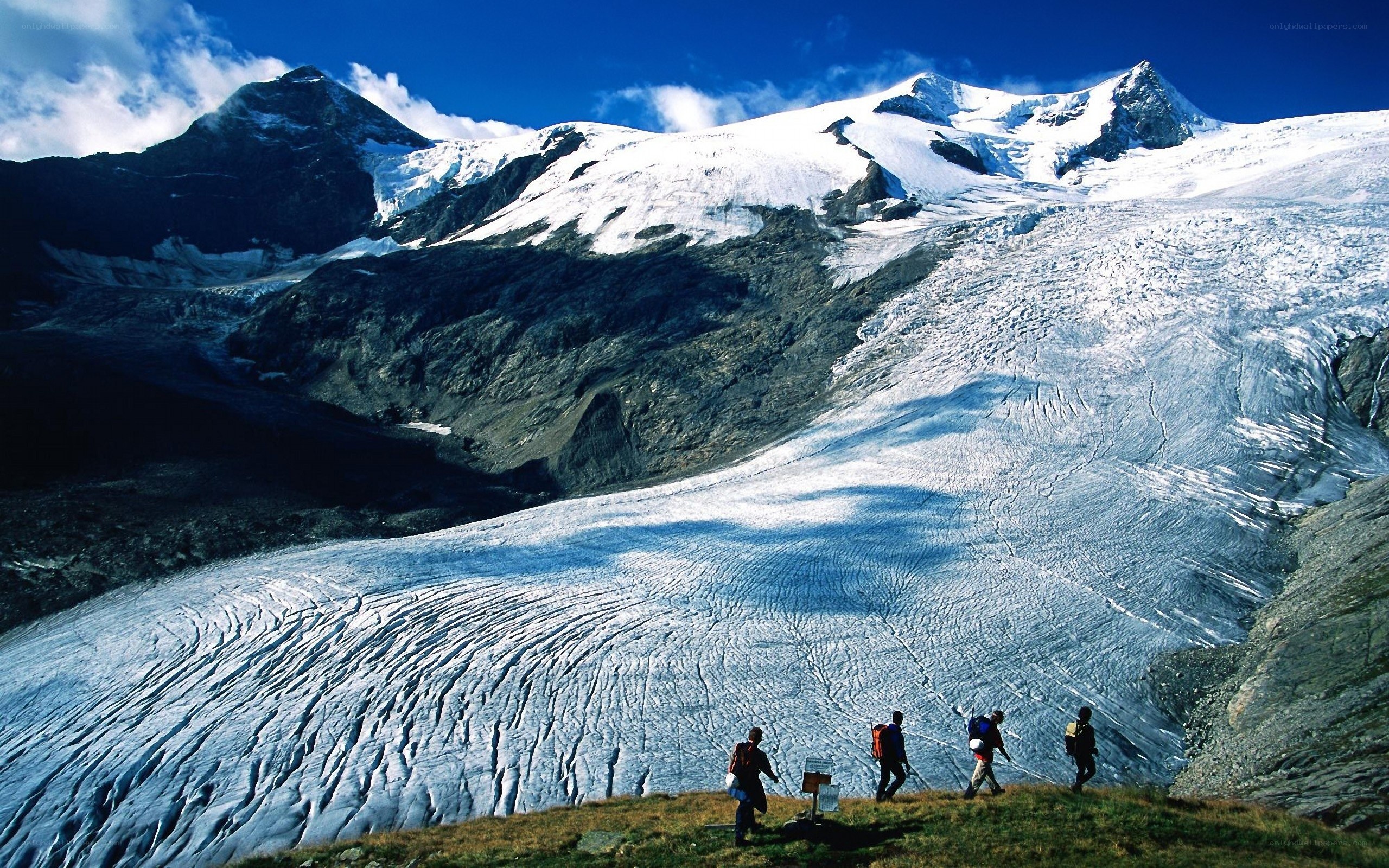 Hikers on a glacier