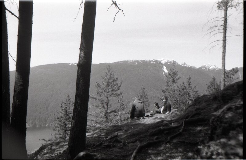 Hikers on a mountain overlook