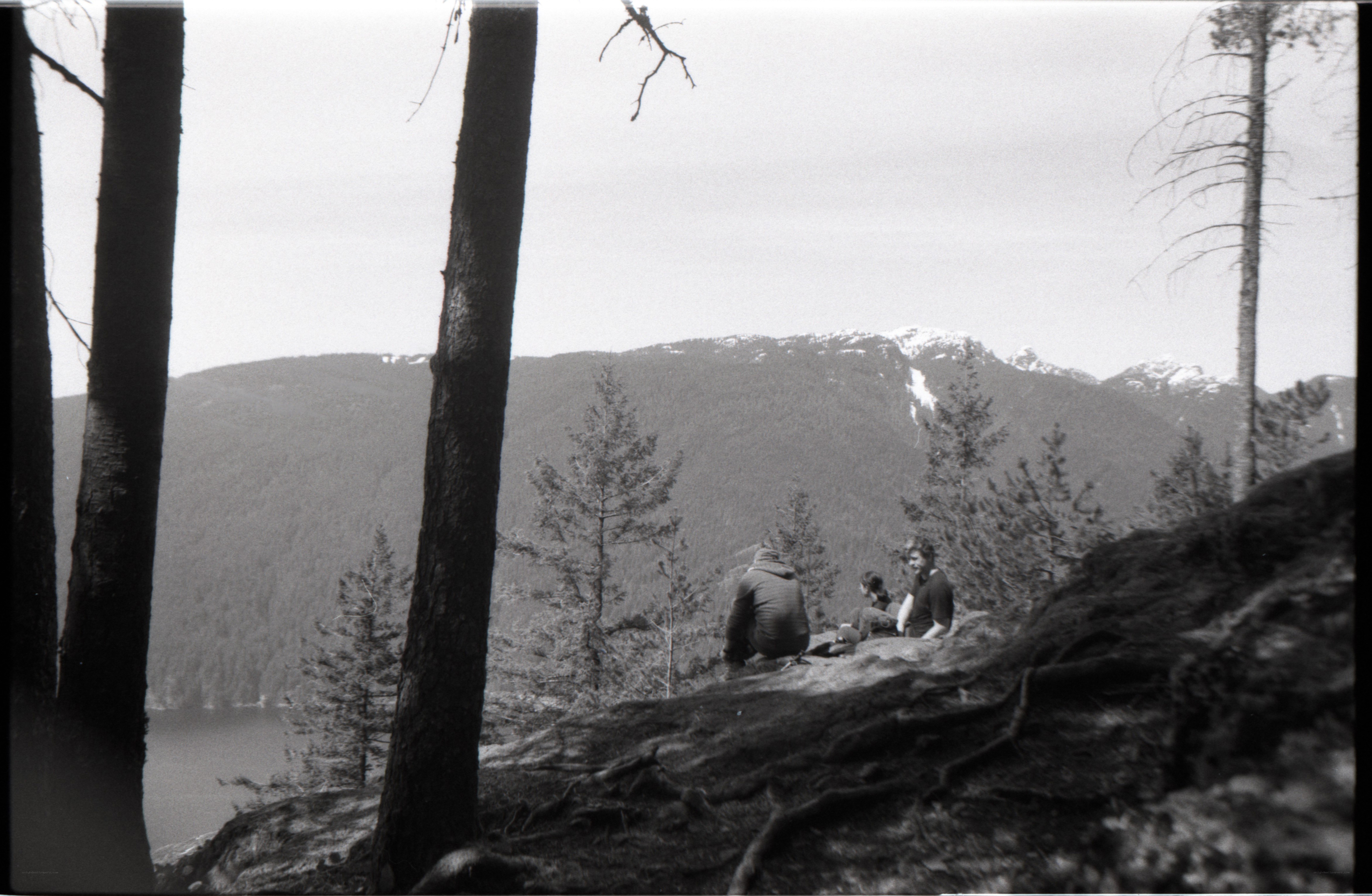 Hikers on a mountain overlook