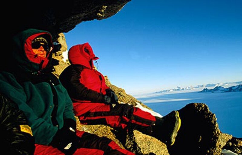 Hikers on a mountain peak