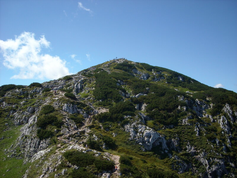 Hikers on a mountain peak