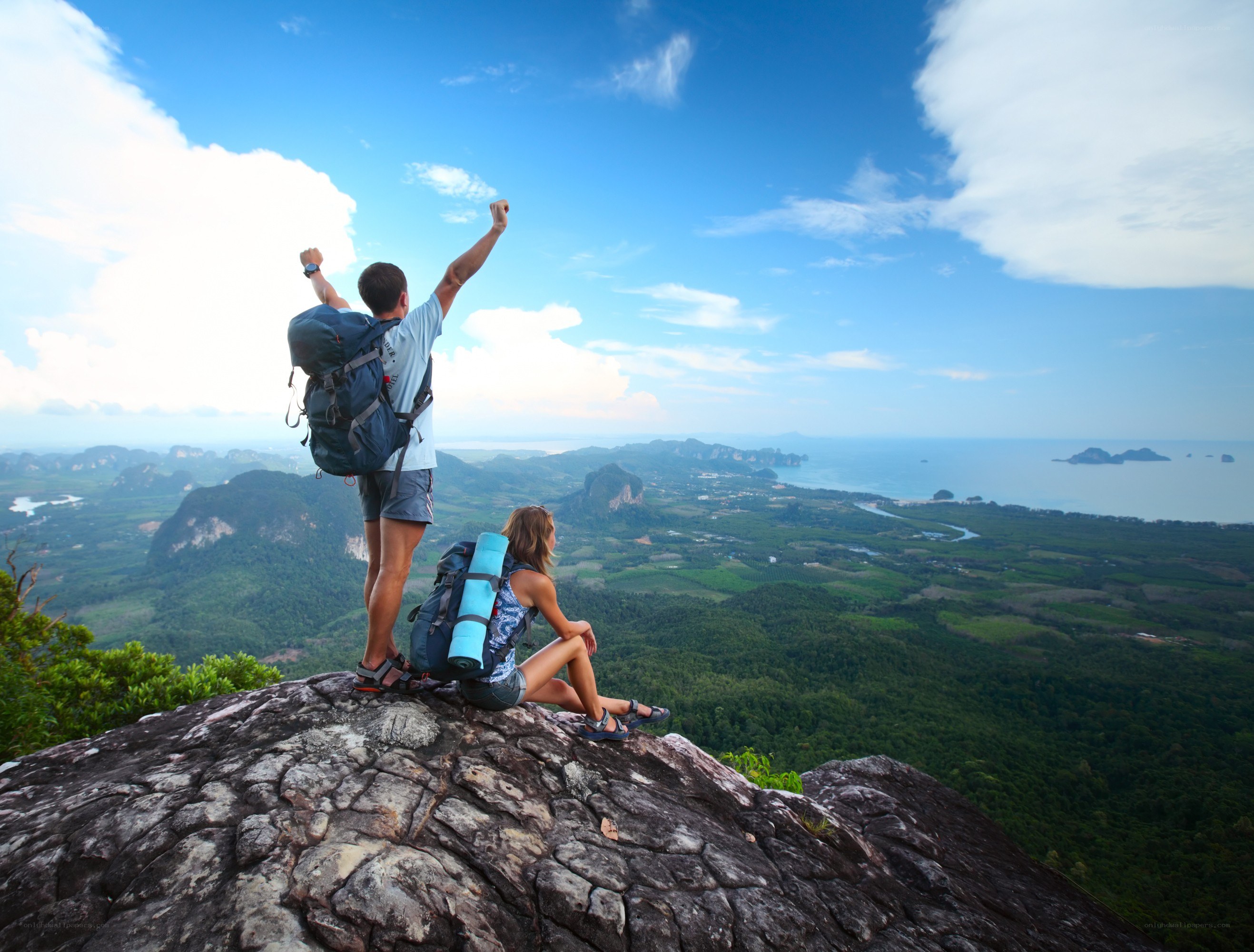 Hikers on a mountain peak