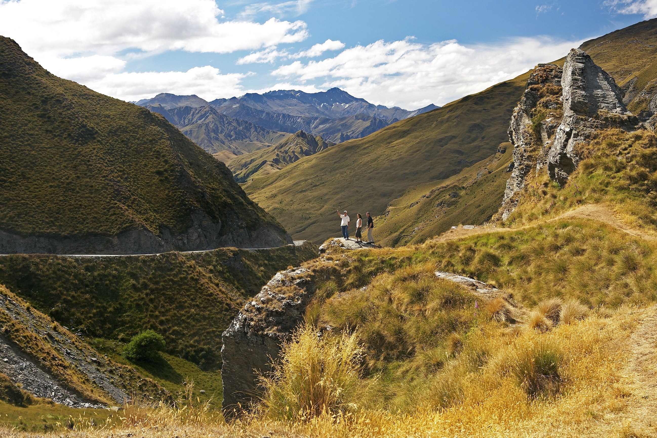 Hikers on a mountain trail