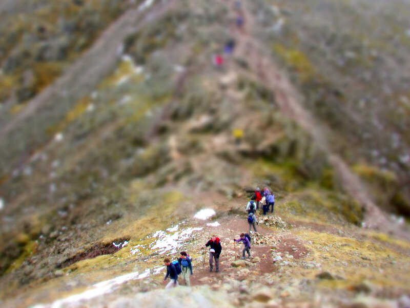 Hikers on a mountain trail