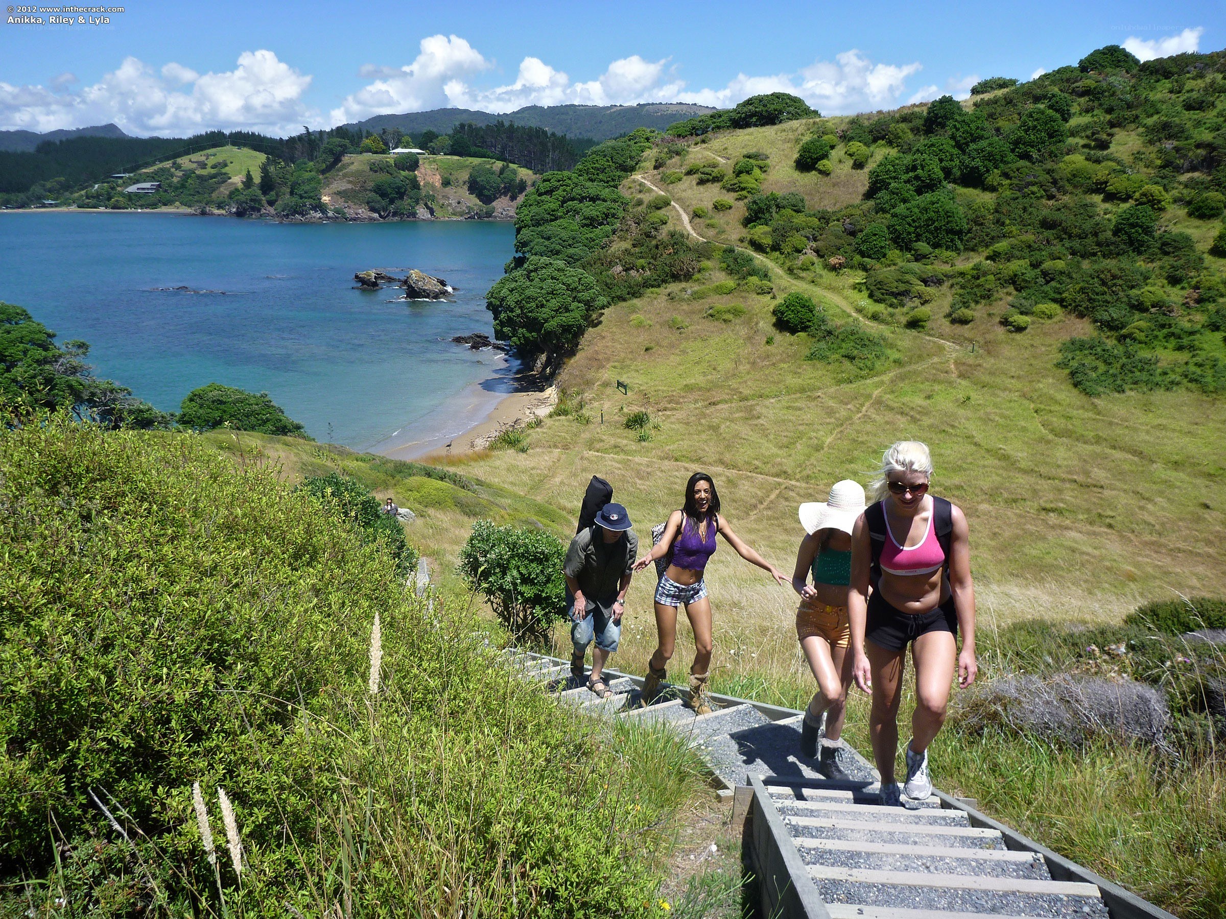 Hikers on coastal trail