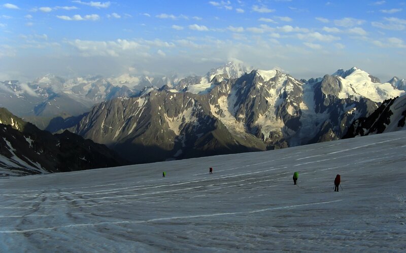 Hikers on Glacier — White