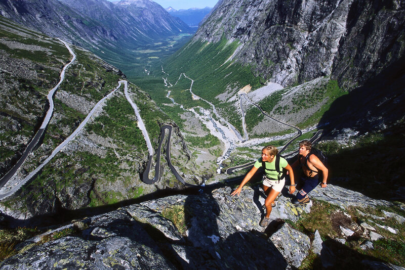 Hikers on Mountain Ledge