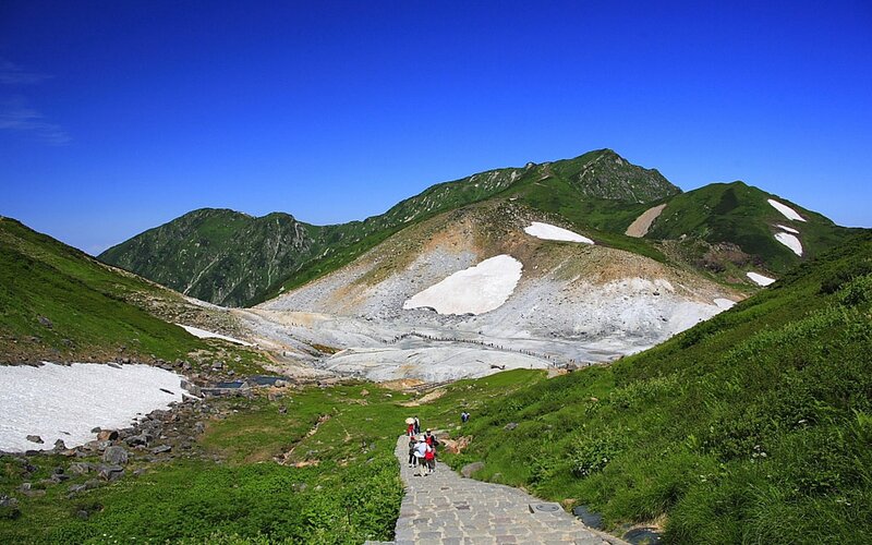 Hikers on mountain path
