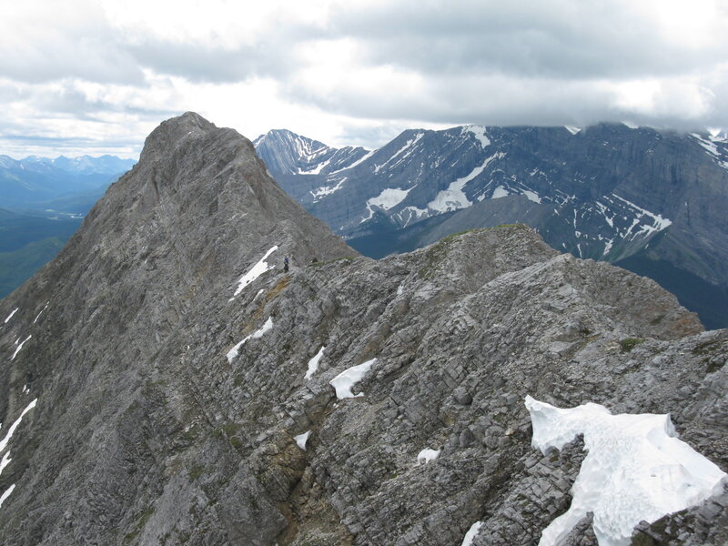 Hikers on Mountain Ridge — Gray