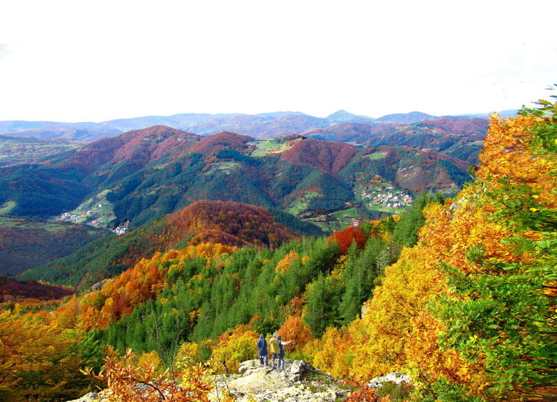 Hikers on Mountain Ridge