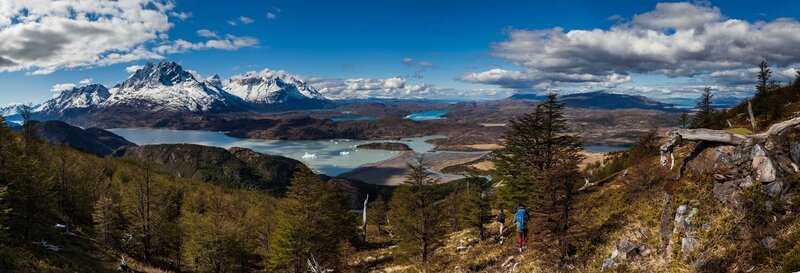 Hikers on Mountain Trail — Blue, Serene, Afternoon