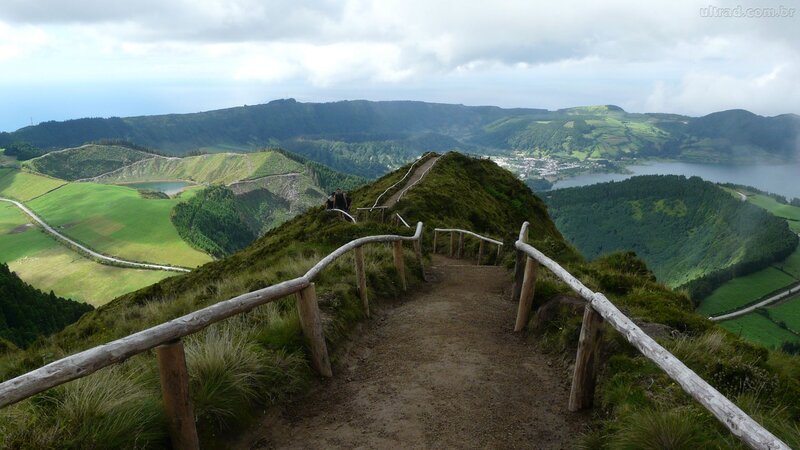 Hikers on Mountain Trail — Green, Serene, Afternoon, Photograph