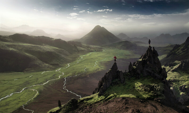 Hikers on Rocky Peak — Green