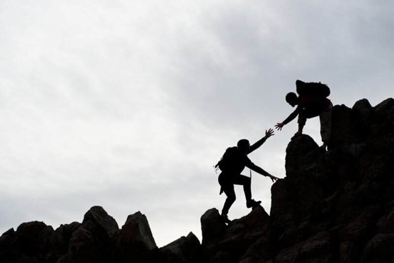 Hikers on Rocky Peak