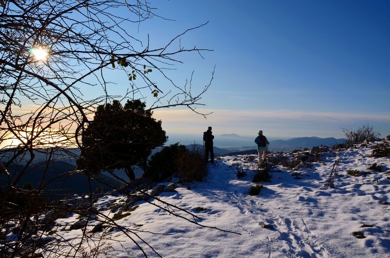 Hikers on Snowy Mountain — Blue, Serene, Winter