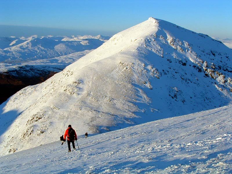 Hikers on Snowy Mountain