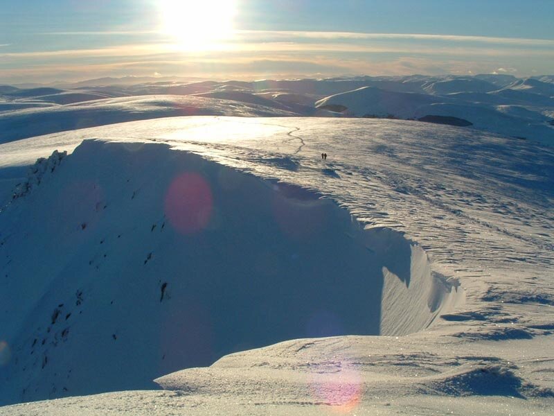 Hikers on Snowy Mountain — White