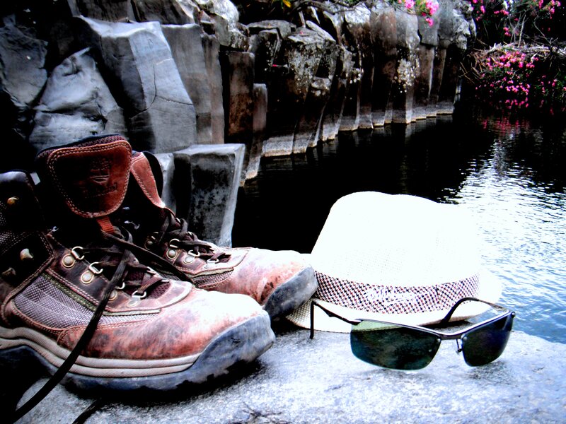 Hiking Boots and Hat