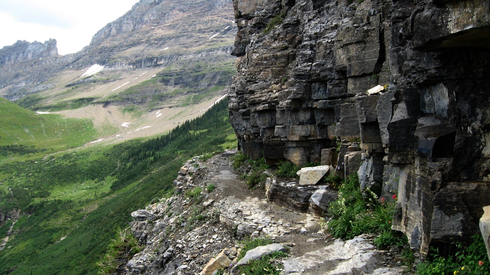Hiking trail along a mountain cliff