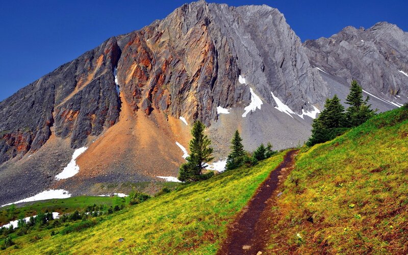 Hiking trail in mountain valley