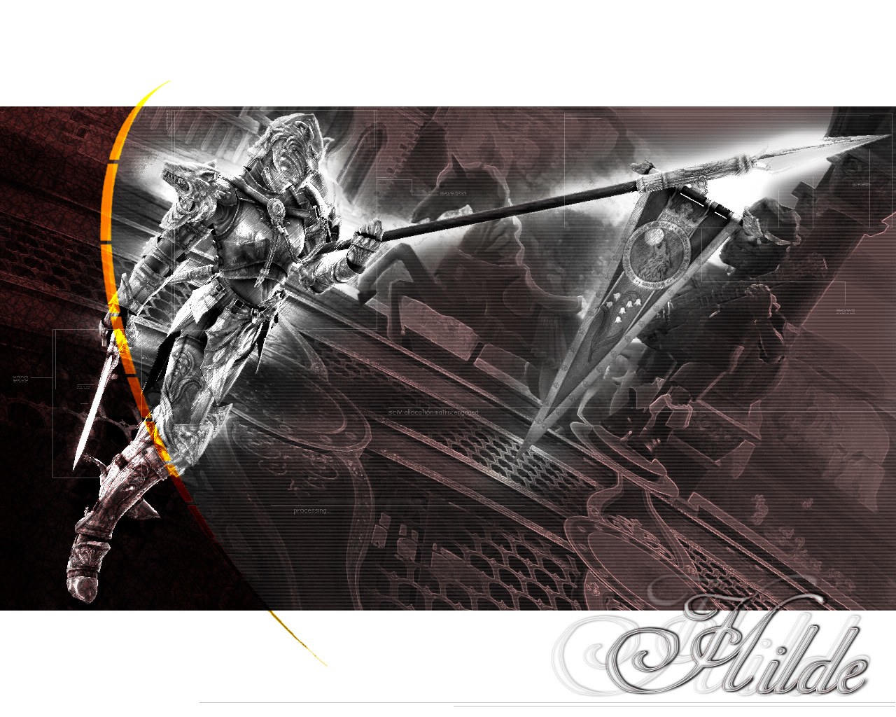 Hilde in armor with spear