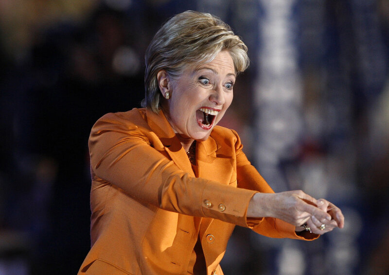 Hillary Clinton cheering