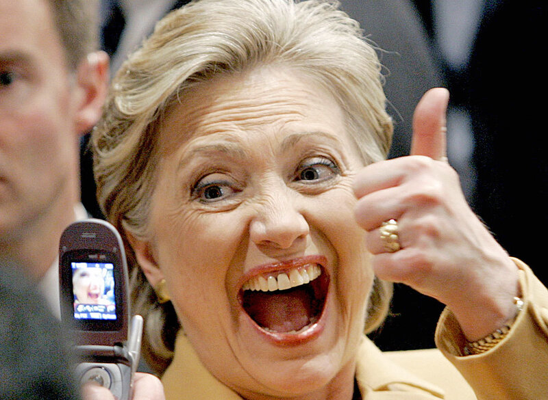 Hillary Clinton giving a thumbs-up