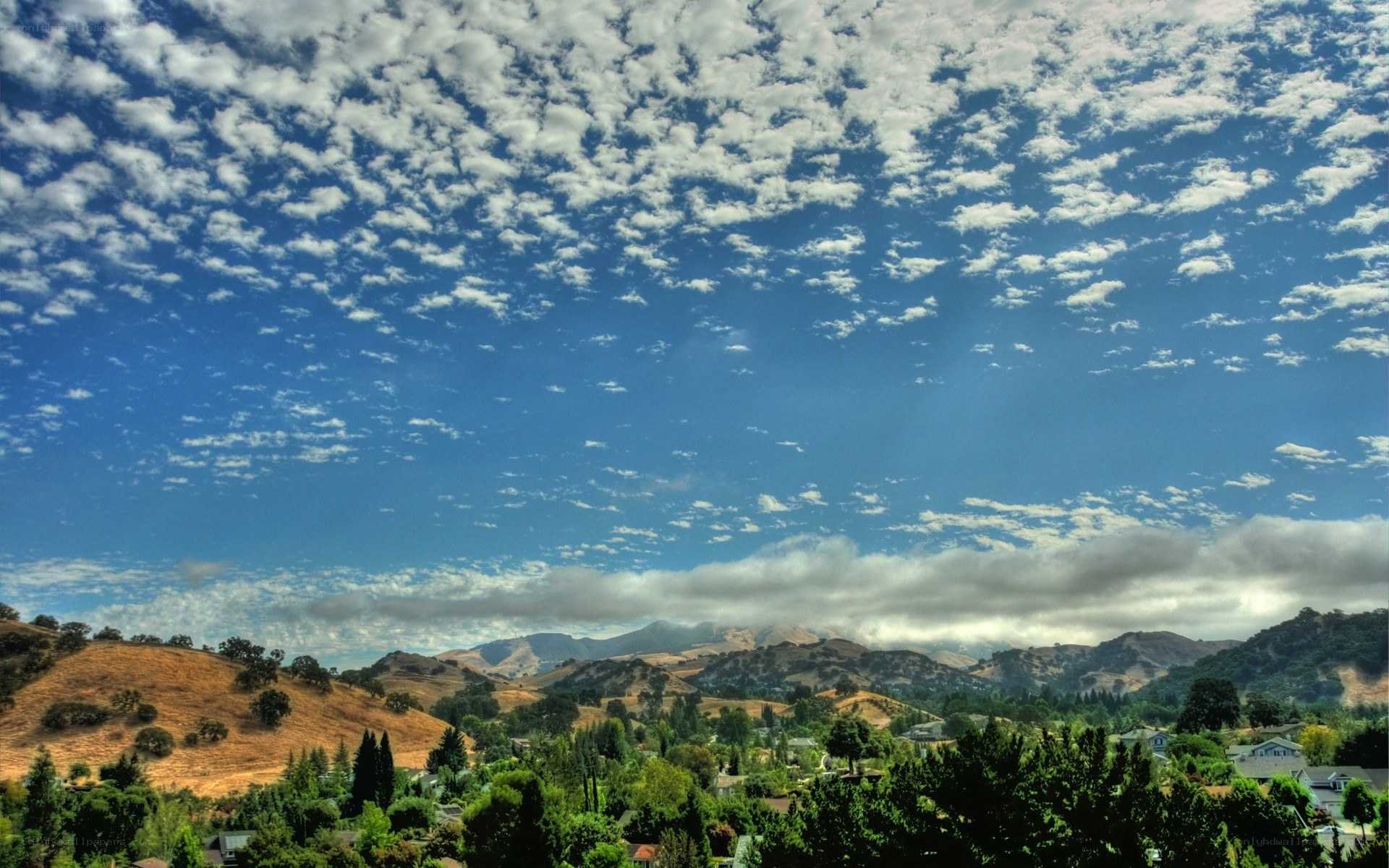 Hills and clouds landscape