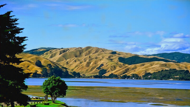 Hills and Lake Landscape