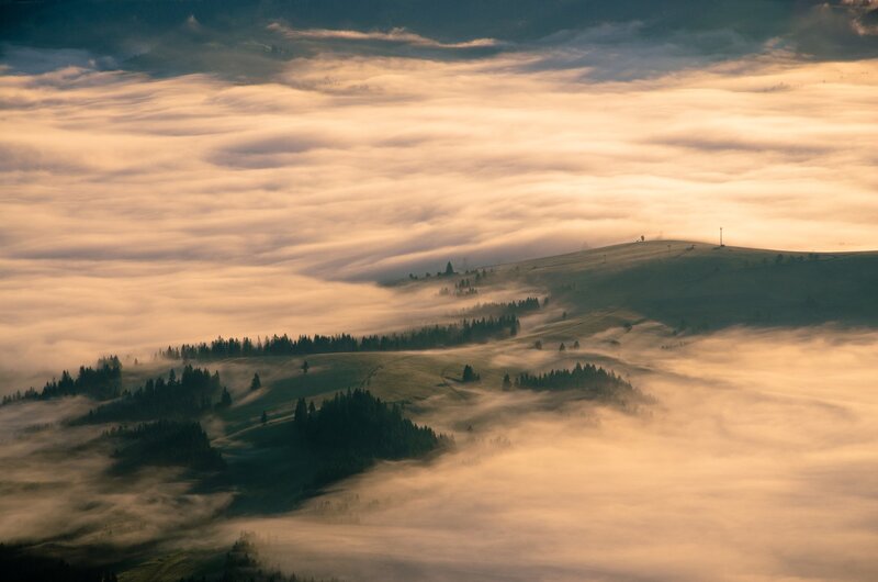 Hills Covered in Fog