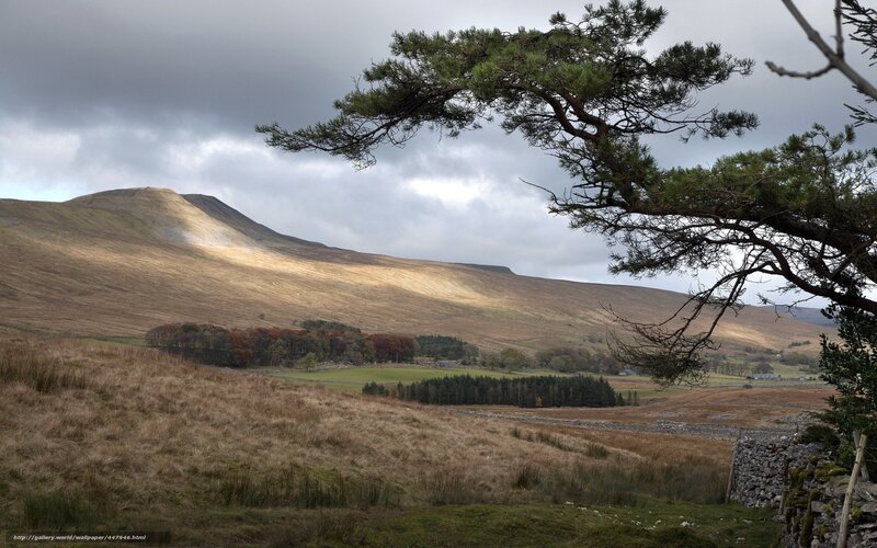 Hills under cloudy sky