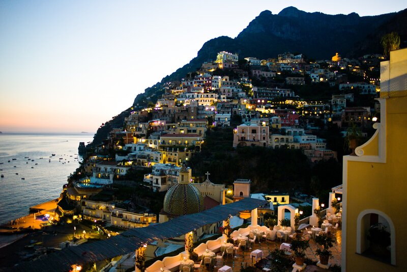 Hillside Town at Dusk — Yellow