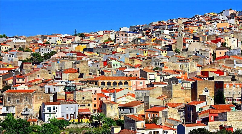 Hillside Town Buildings — Blue