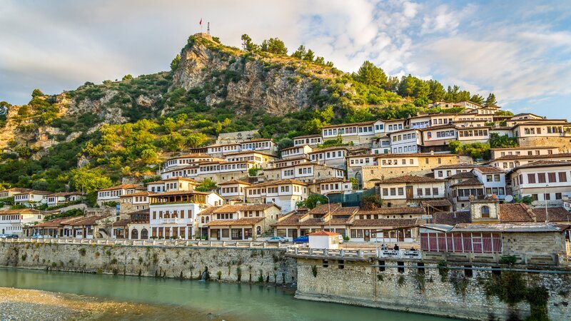 Hillside Town by River