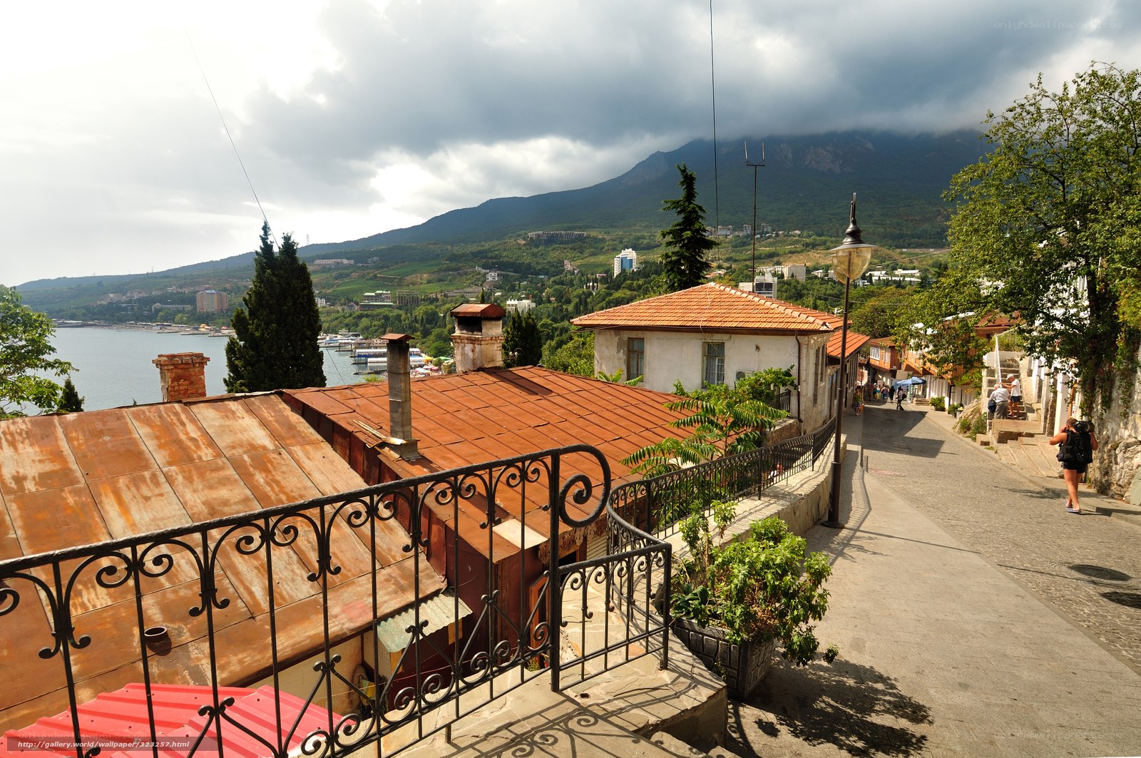 Hillside town overlooking the sea
