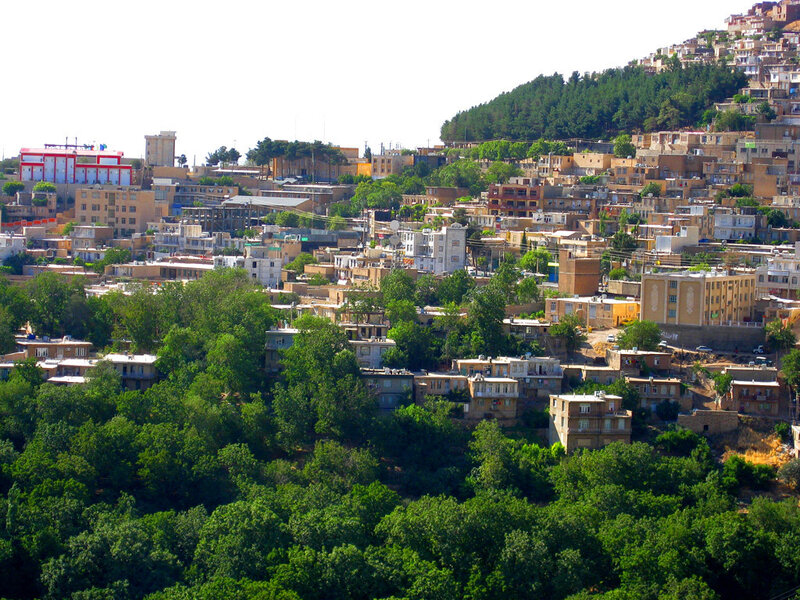 Hillside town with dense buildings
